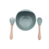 Full of Beans Silicone Bowl, Spoon & Fork Set | Sky Blue