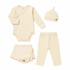 BOKI 4 Piece Organic Pointelle Bundle Set | Vanilla Cream