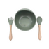Full of Beans Silicone Bowl, Spoon & Fork Set | Sage