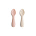 Mushie Silicone Toddler Starter Spoons | Blush & Shifting Sand (2 Pack)