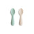 Mushie Silicone Toddler Starter Spoons | Cambridge Blue & Shifting Sand (2 Pack)