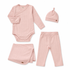 BOKI 4 Piece Organic Pointelle Bundle Set | Peony Pink