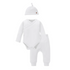 BOKI 3 Piece Organic Brushed Cotton Fold-Over Set with Beanie | Soft White