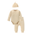 BOKI 3 Piece Organic Brushed Cotton Fold-Over Set with Beanie | Almond