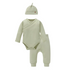 BOKI 3 Piece Organic Brushed Cotton Fold-Over Set with Beanie | Sage