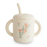 Mushie Silicone Training Cup & Straw | Pink Flowers